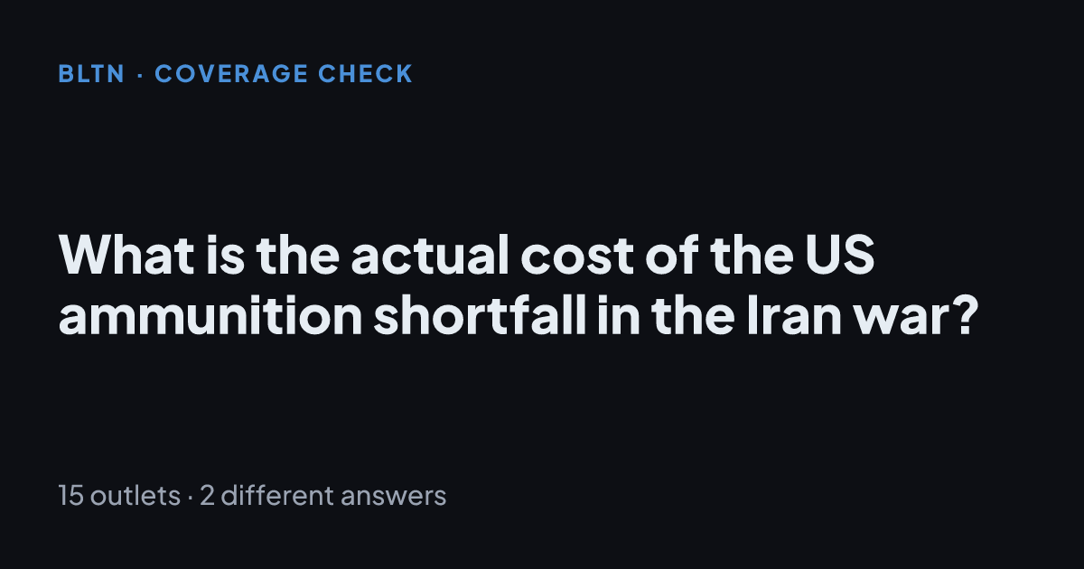 What is the actual cost of the US ammunition shortfall in the Iran war?