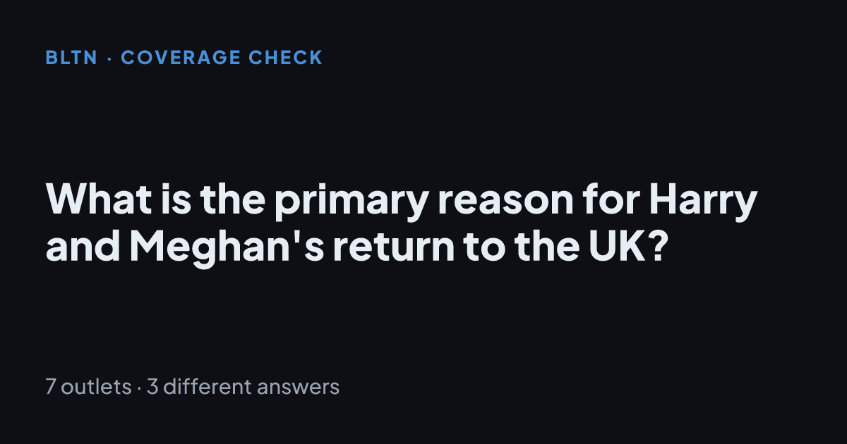 What is the primary reason for Harry and Meghan's return to the UK?