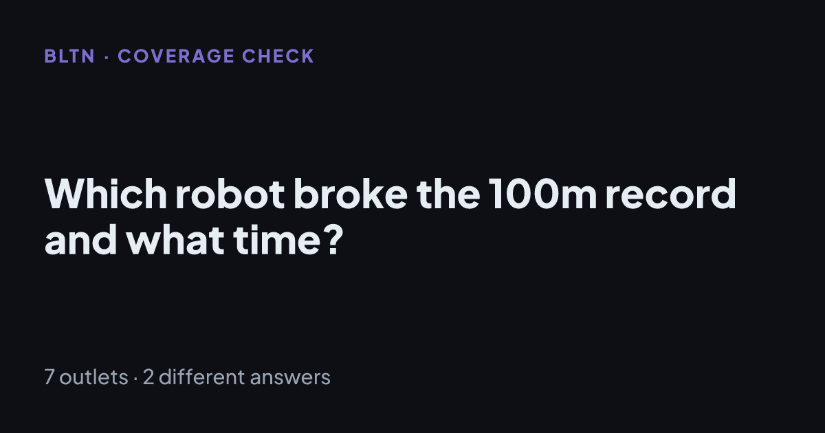 Which robot broke the 100m record and what time?